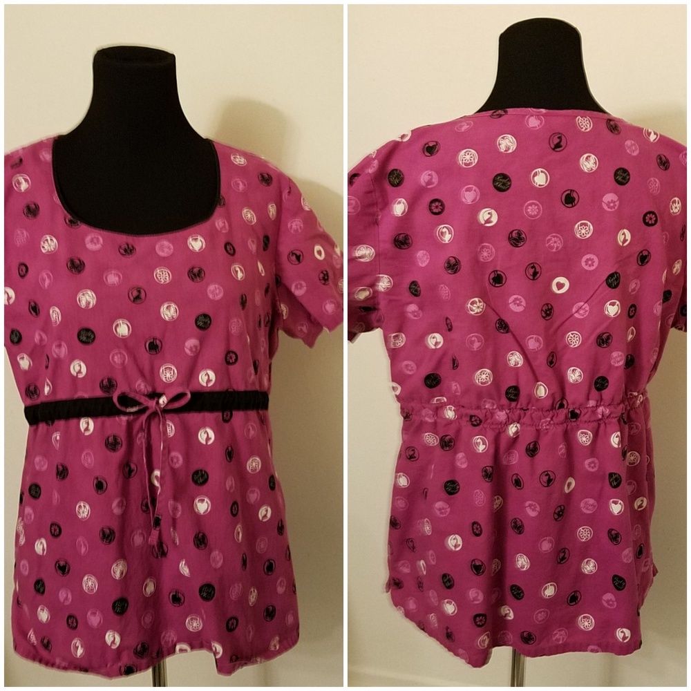Scrub top Baby Phat sz large purple black white